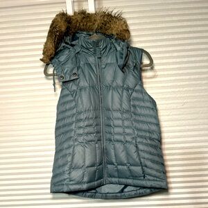 EUc Green Eddie Bauer Down vest with hood small